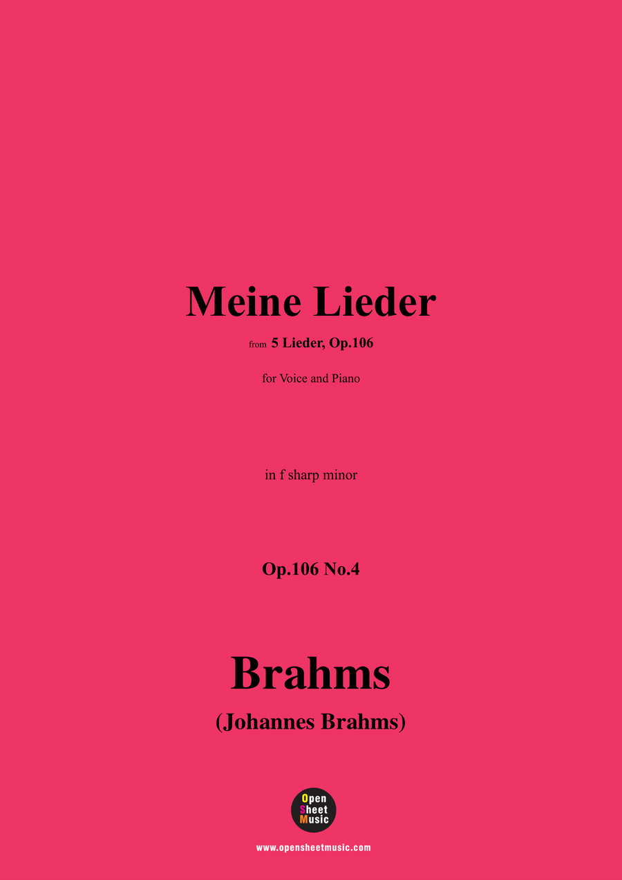 Brahms-Meine Lieder,in f sharp minor Piano, Vocal scores gallery preview page 1