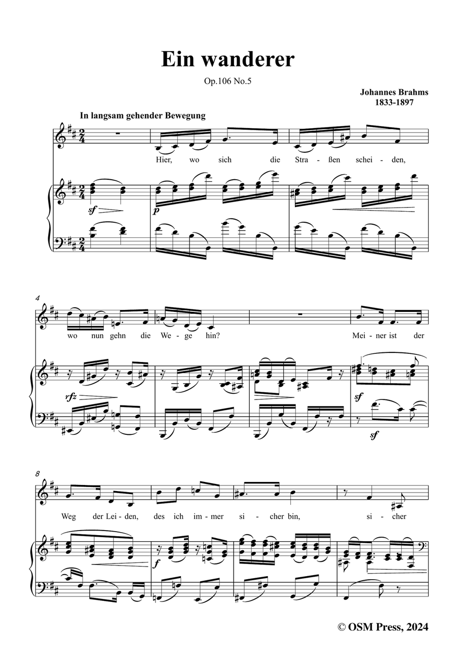 Brahms-Ein wanderer,in b minor Piano, Vocal scores gallery preview page 3