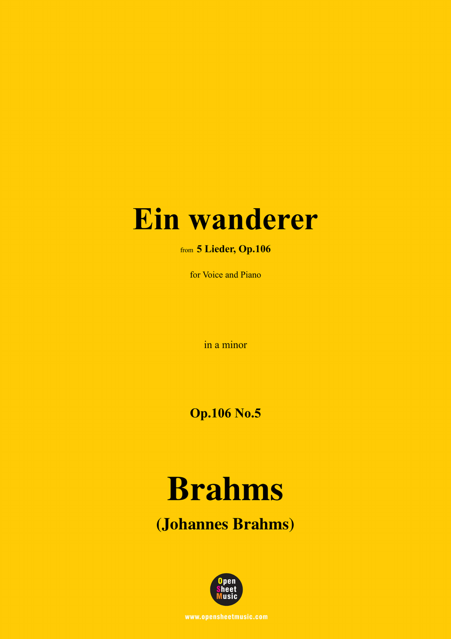 Brahms-Ein wanderer,in a minor Piano, Vocal scores gallery preview page 1