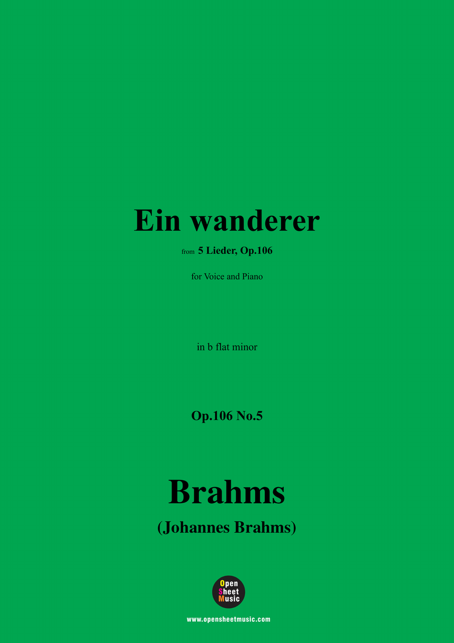Brahms-Ein wanderer,in b flat minor Piano, Vocal scores gallery preview page 1