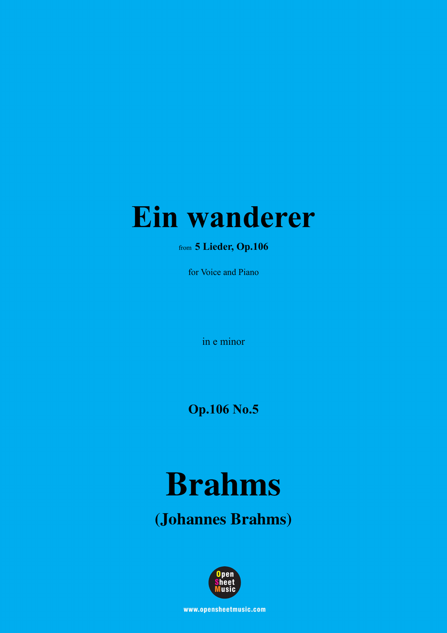 Brahms-Ein wanderer,in e minor Piano, Vocal scores gallery preview page 1