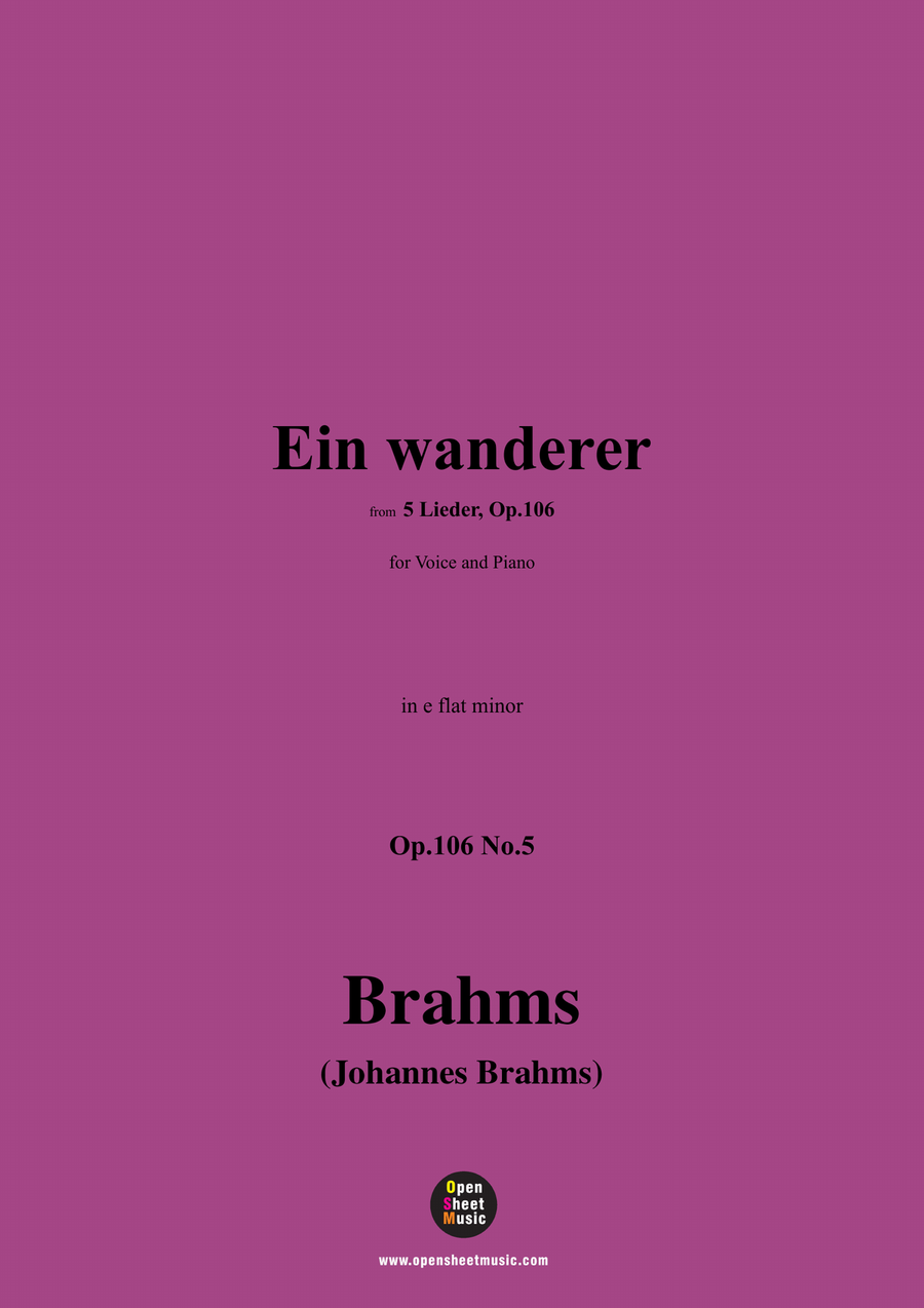 Brahms-Ein wanderer,in e flat minor Piano, Vocal scores gallery preview page 1