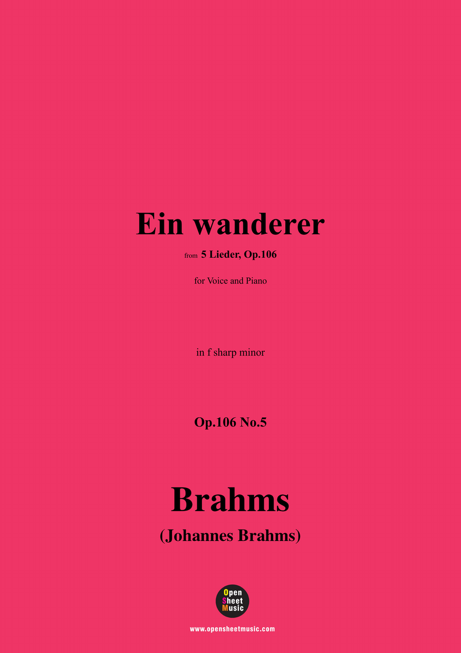 Brahms-Ein wanderer,in f sharp minor Piano, Vocal scores gallery preview page 1