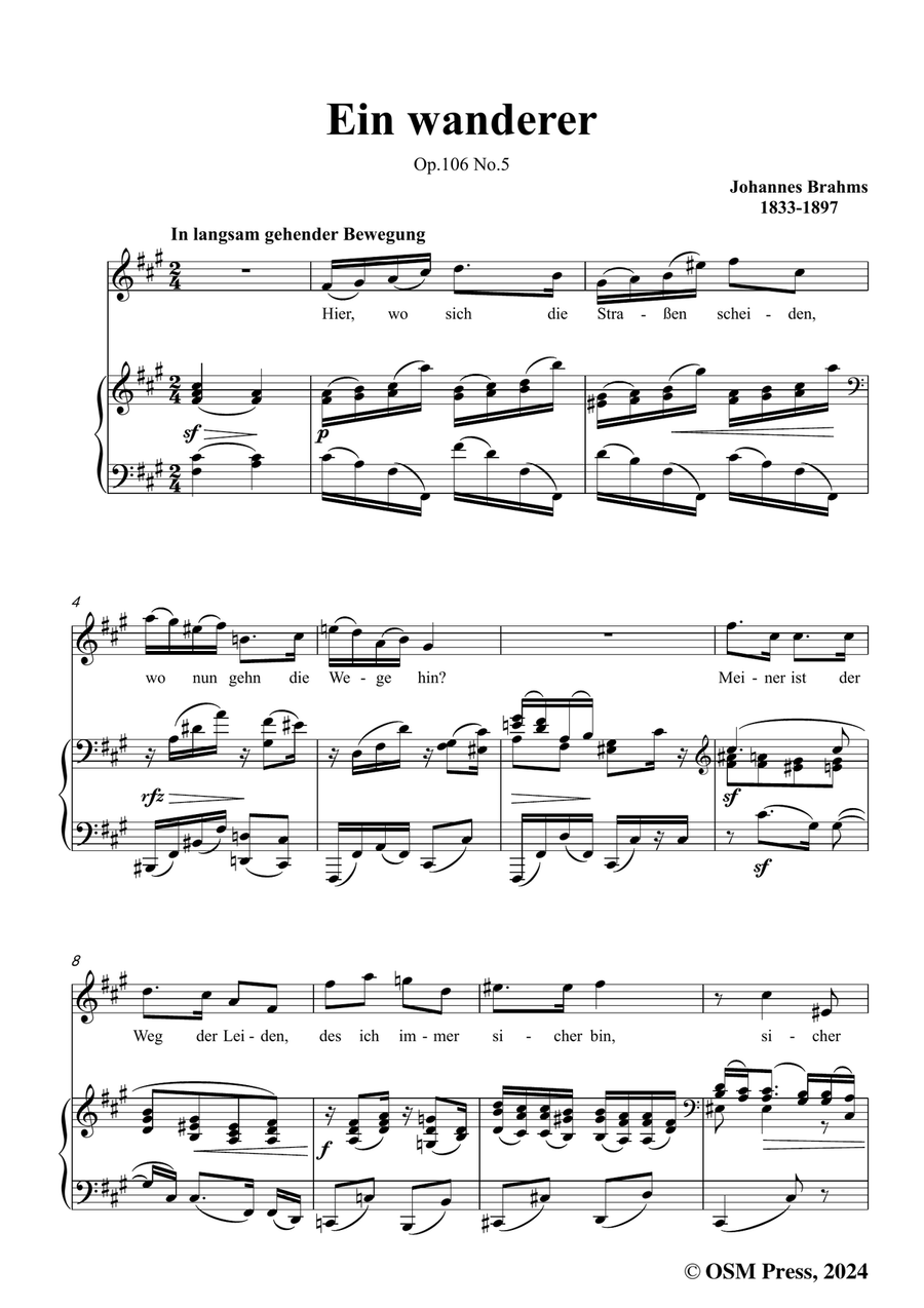 Brahms-Ein wanderer,in f sharp minor Piano, Vocal scores gallery preview page 3