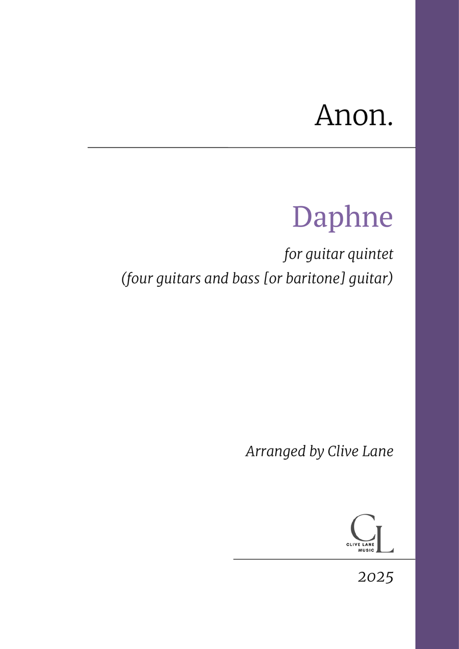 Daphne - a Renaissance melody arranged for guitar quintet/ensemble Guitar Ensemble scores gallery preview page 1