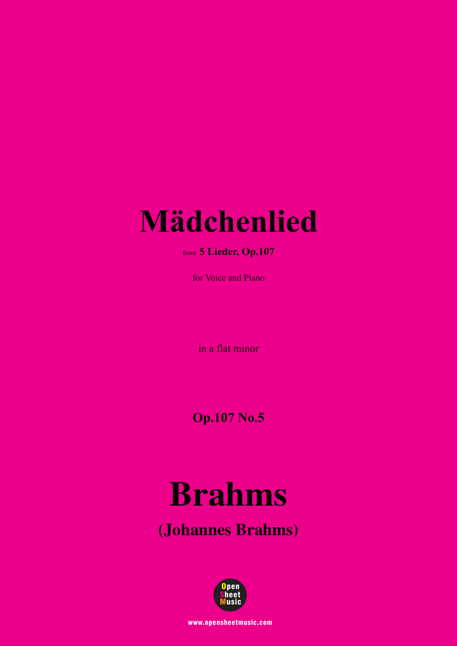 Brahms-Madchenlied,in a flat minor Piano, Vocal scores gallery preview page 1
