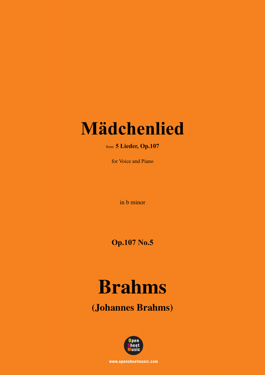 Brahms-Madchenlied,in b minor Piano, Vocal scores gallery preview page 1