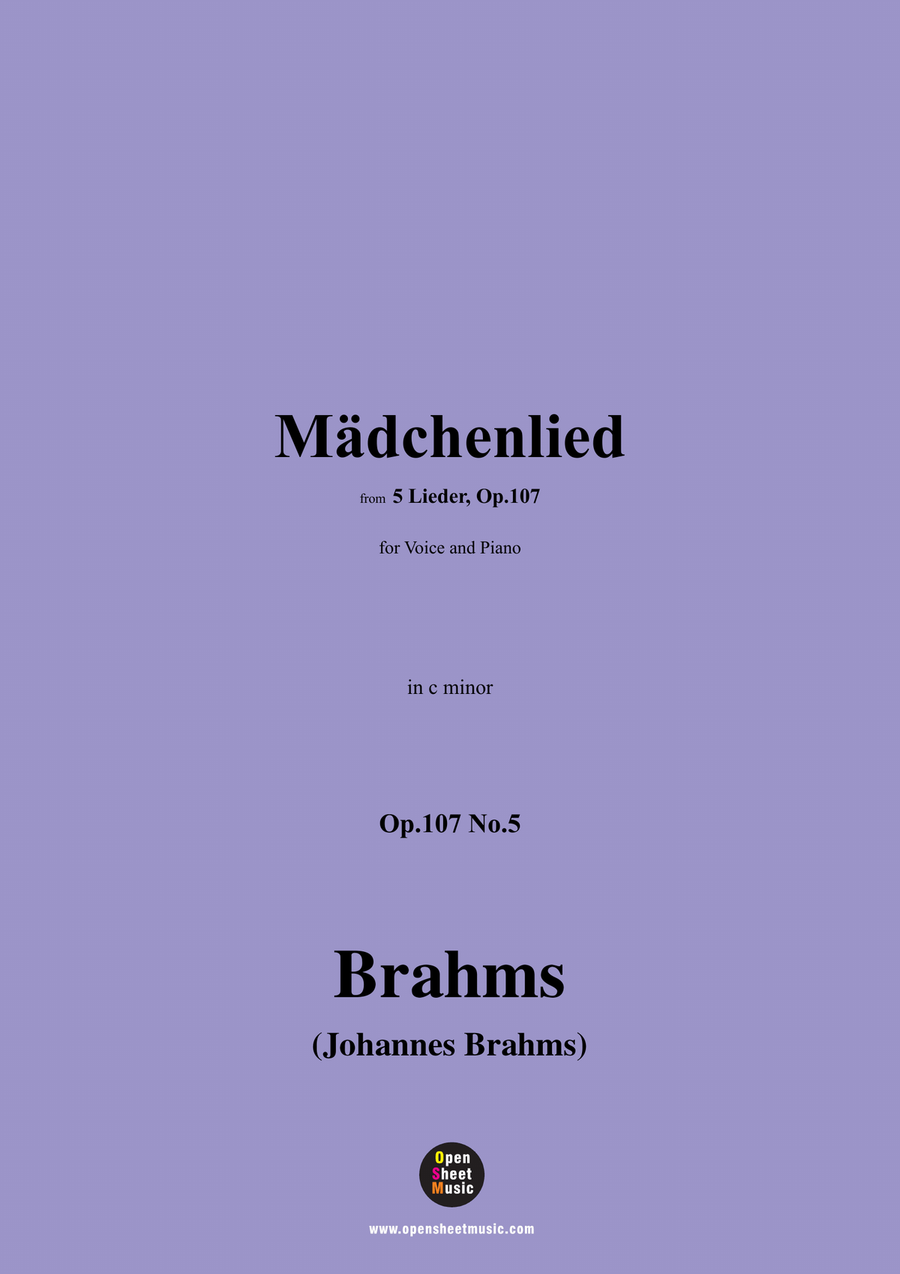 Brahms-Madchenlied,in c minor Piano, Vocal scores gallery preview page 1
