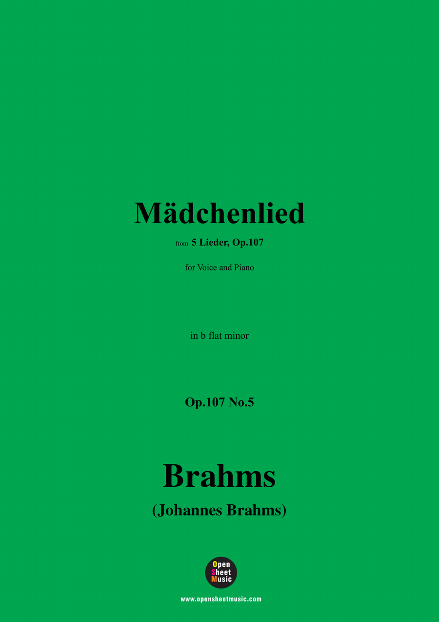 Brahms-Madchenlied,in b flat minor Piano, Vocal scores gallery preview page 1