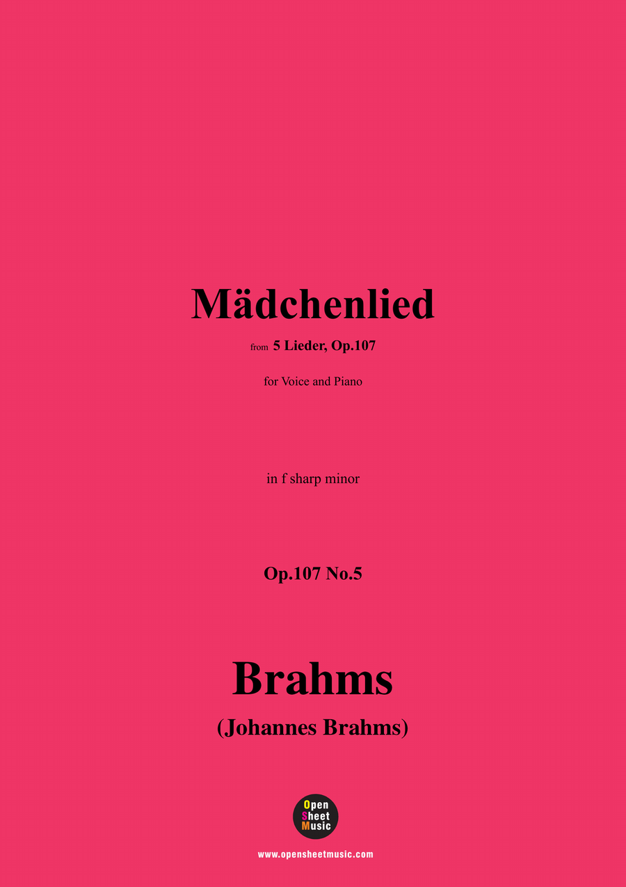 Brahms-Madchenlied,in f sharp minor Piano, Vocal scores gallery preview page 1