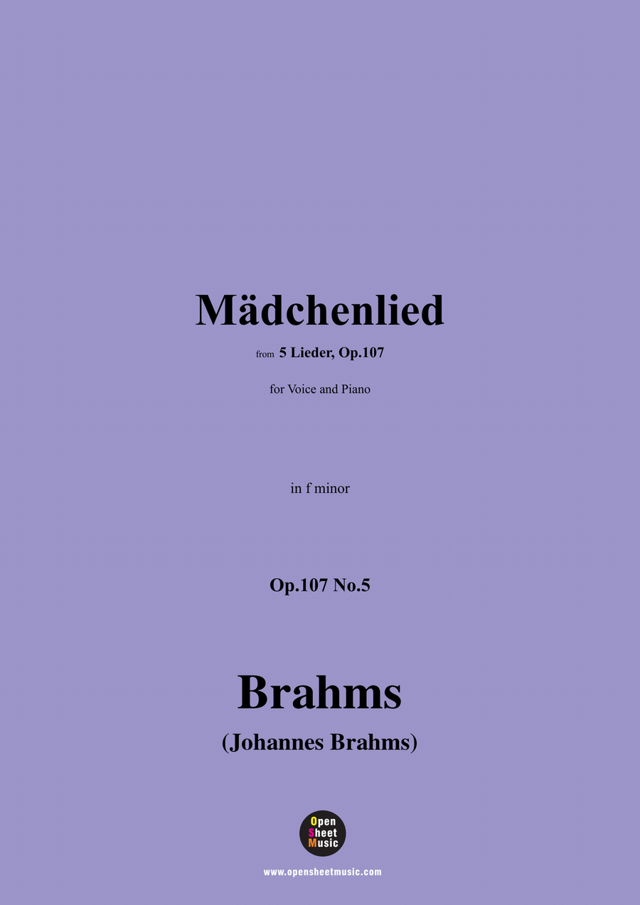Brahms-Madchenlied,in f minor Piano, Vocal scores gallery preview page 1