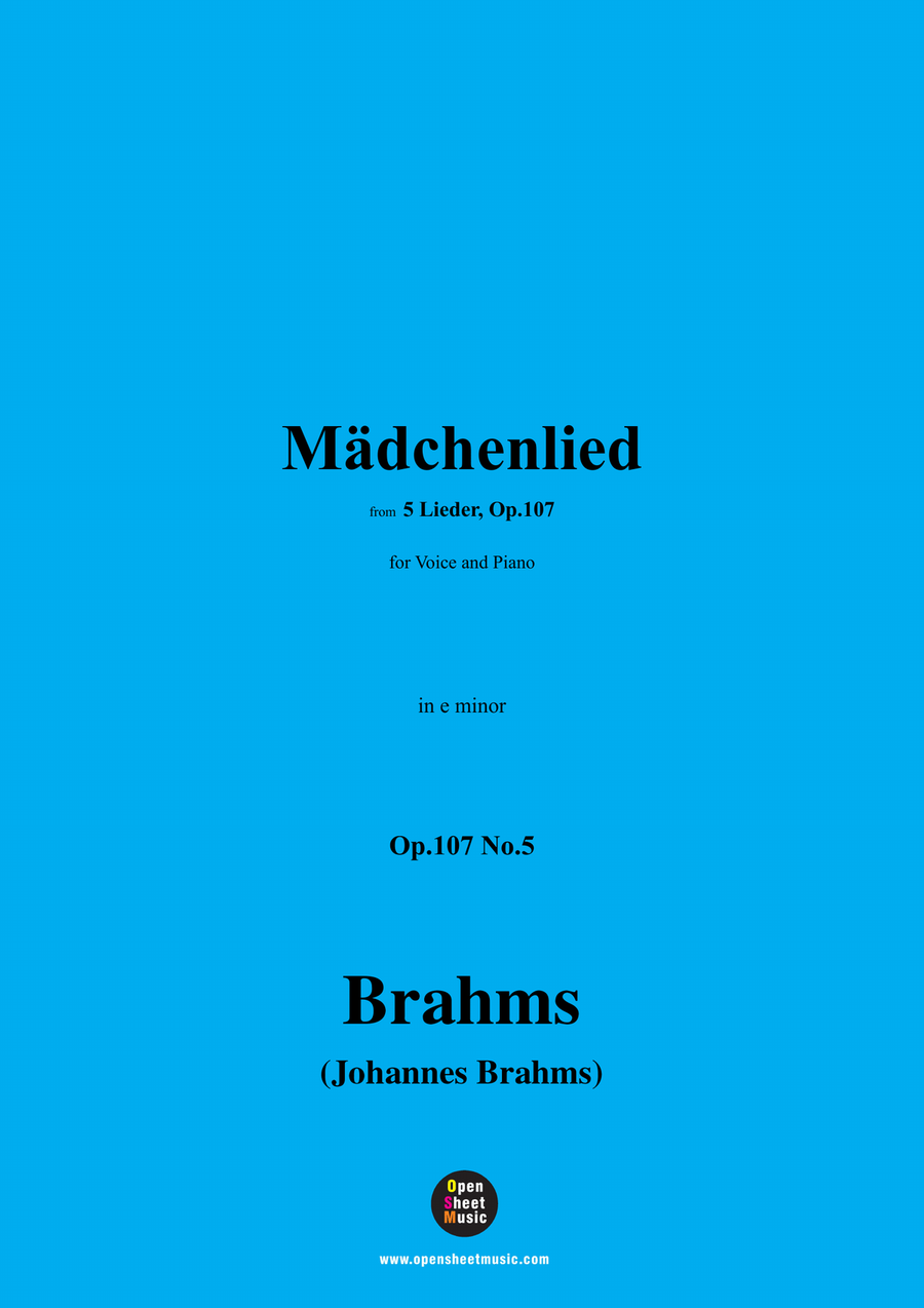 Brahms-Madchenlied,in e minor Piano, Vocal scores gallery preview page 1