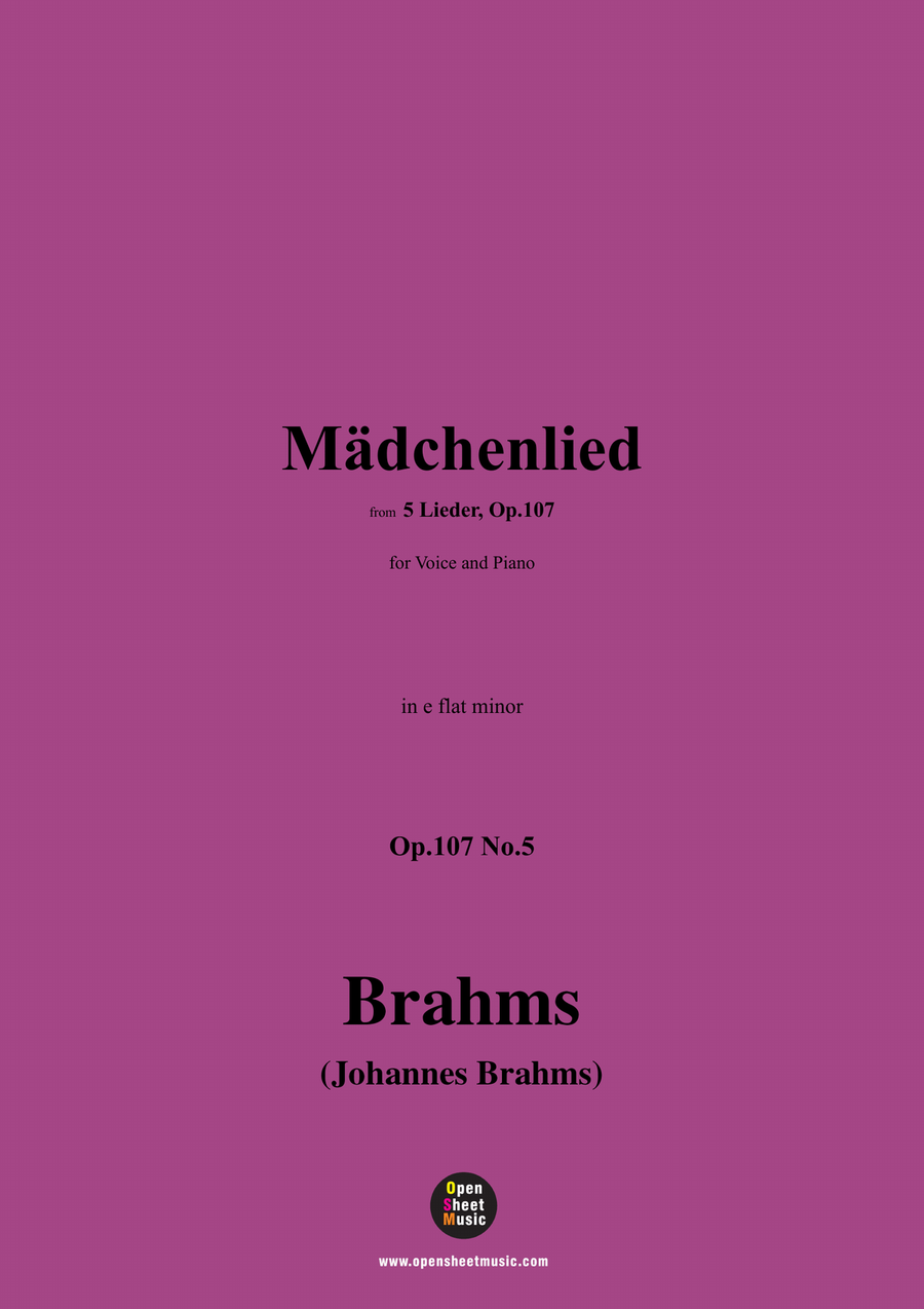 Brahms-Madchenlied,in e flat minor Piano, Vocal scores gallery preview page 1