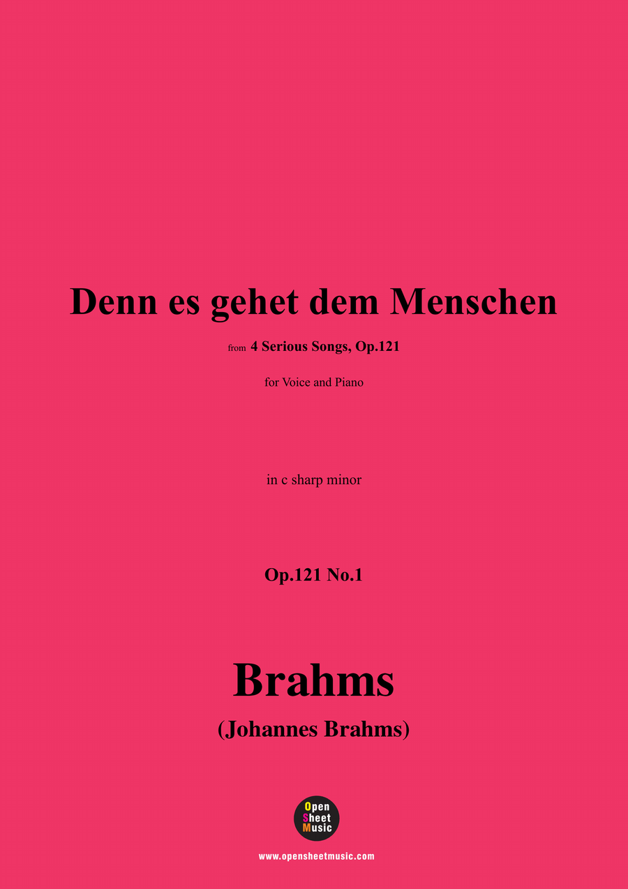 Brahms-Denn es gehet dem Menschen,in c sharp minor Piano, Vocal scores gallery preview page 1