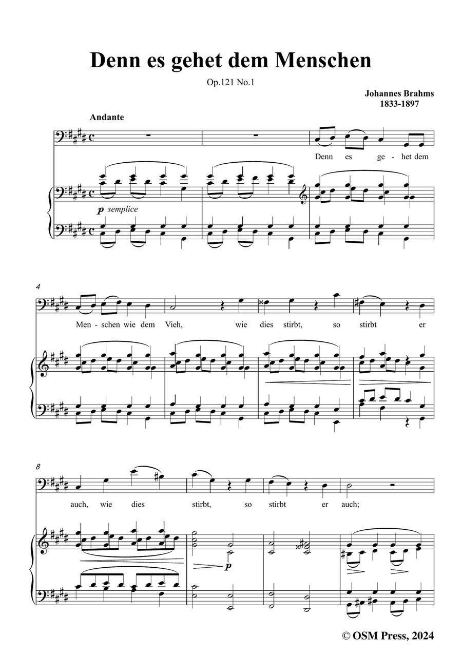 Brahms-Denn es gehet dem Menschen,in c sharp minor Piano, Vocal scores gallery preview page 3