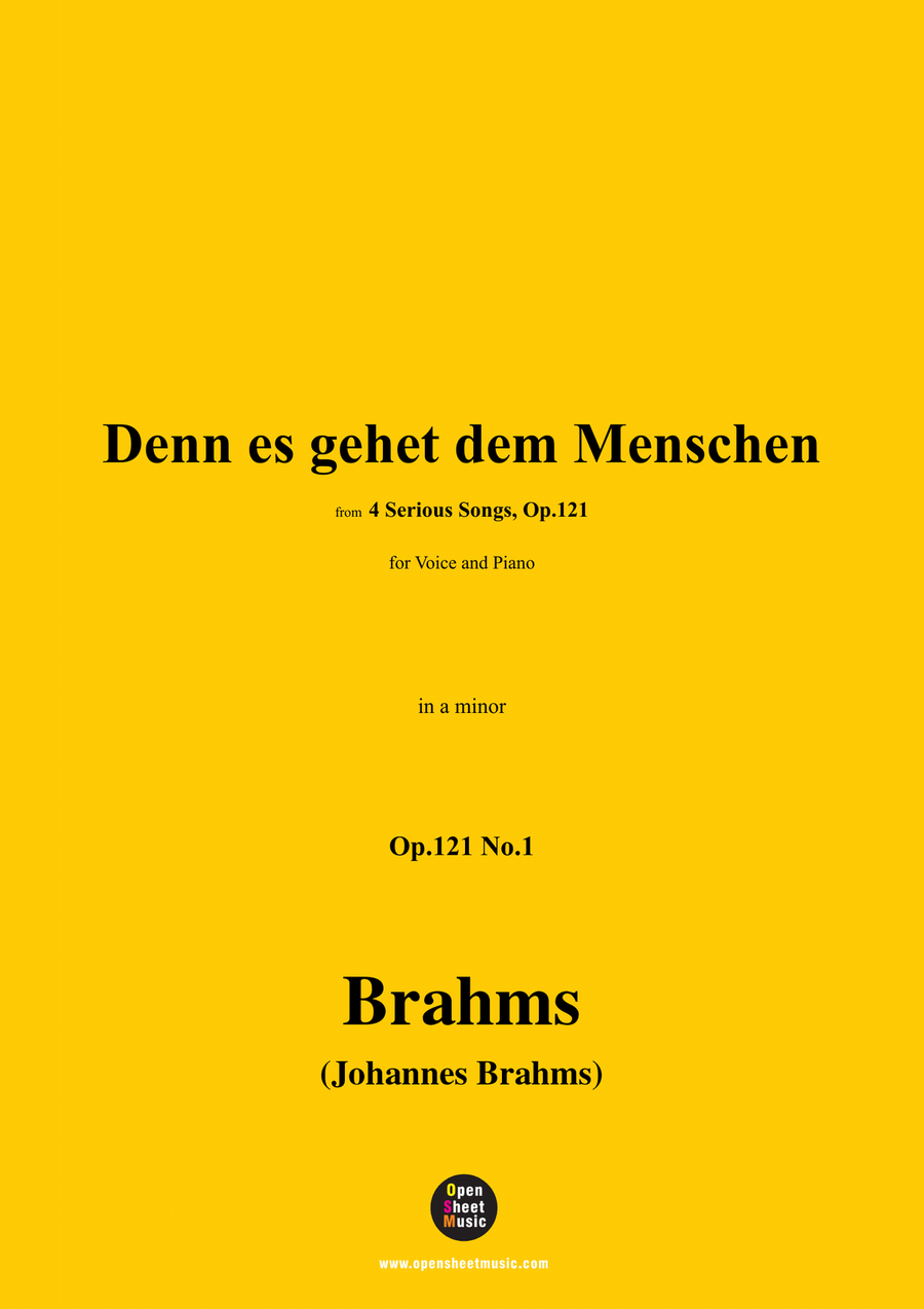 Brahms-Denn es gehet dem Menschen,in a minor Piano, Vocal scores gallery preview page 1