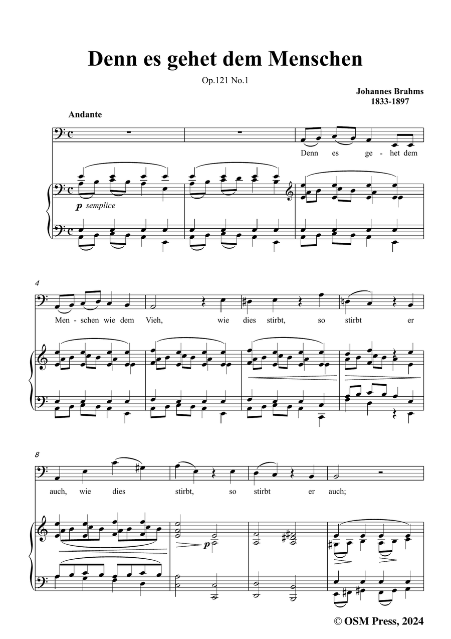 Brahms-Denn es gehet dem Menschen,in a minor Piano, Vocal scores gallery preview page 3