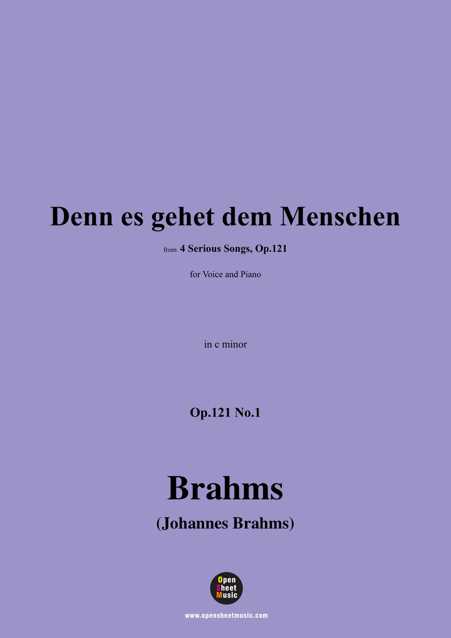 Brahms-Denn es gehet dem Menschen,in c minor Piano, Vocal scores gallery preview page 1
