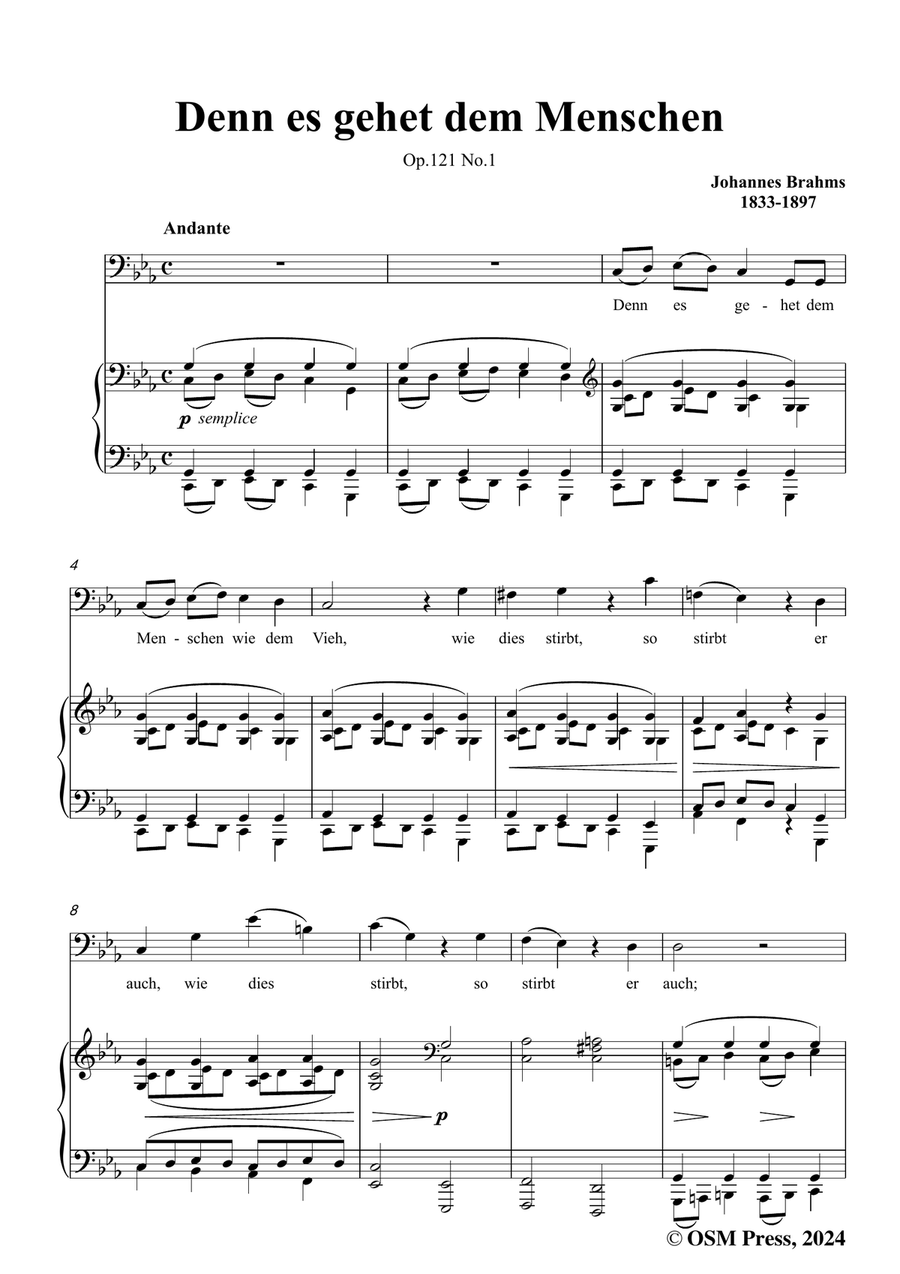 Brahms-Denn es gehet dem Menschen,in c minor Piano, Vocal scores gallery preview page 3