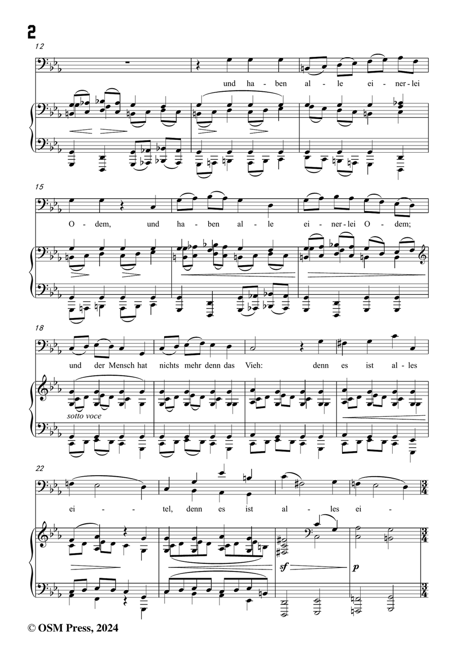 Brahms-Denn es gehet dem Menschen,in c minor Piano, Vocal scores gallery preview page 4