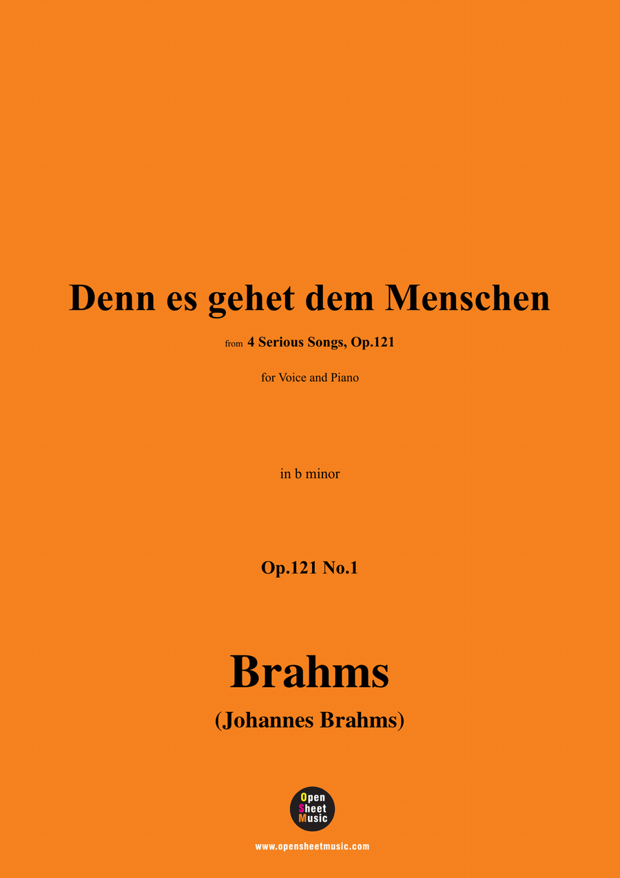 Brahms-Denn es gehet dem Menschen,in b minor Piano, Vocal scores gallery preview page 1