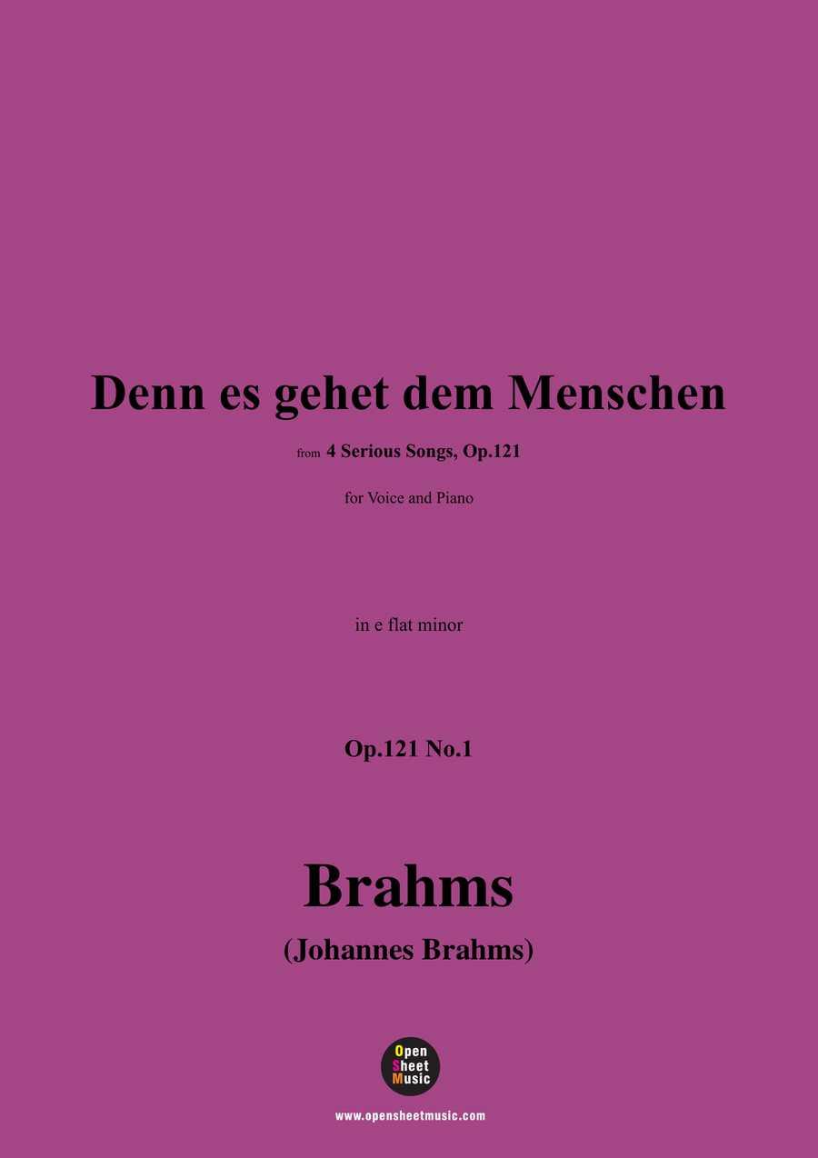 Brahms-Denn es gehet dem Menschen,in e flat minor Piano, Vocal scores gallery preview page 1