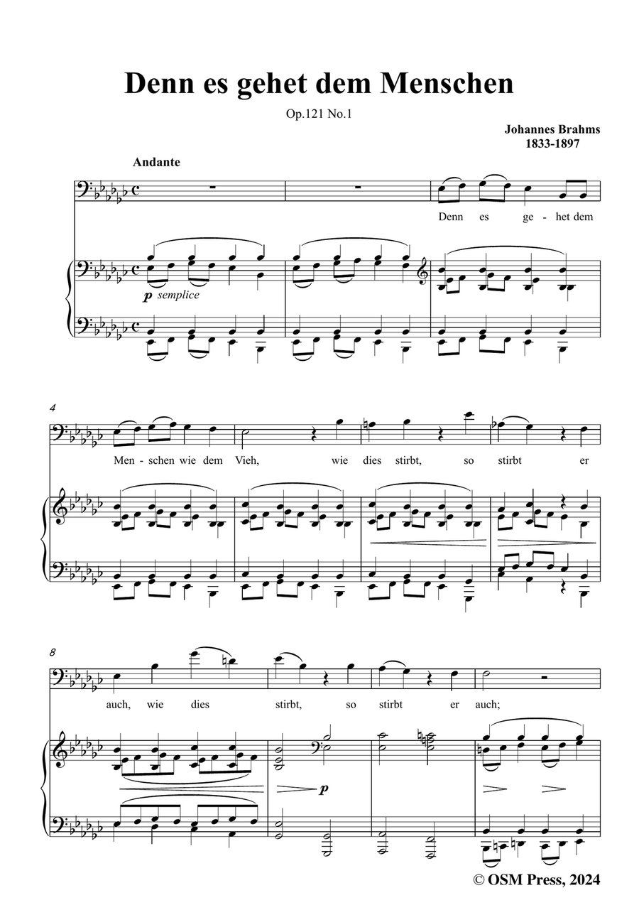 Brahms-Denn es gehet dem Menschen,in e flat minor Piano, Vocal scores gallery preview page 3