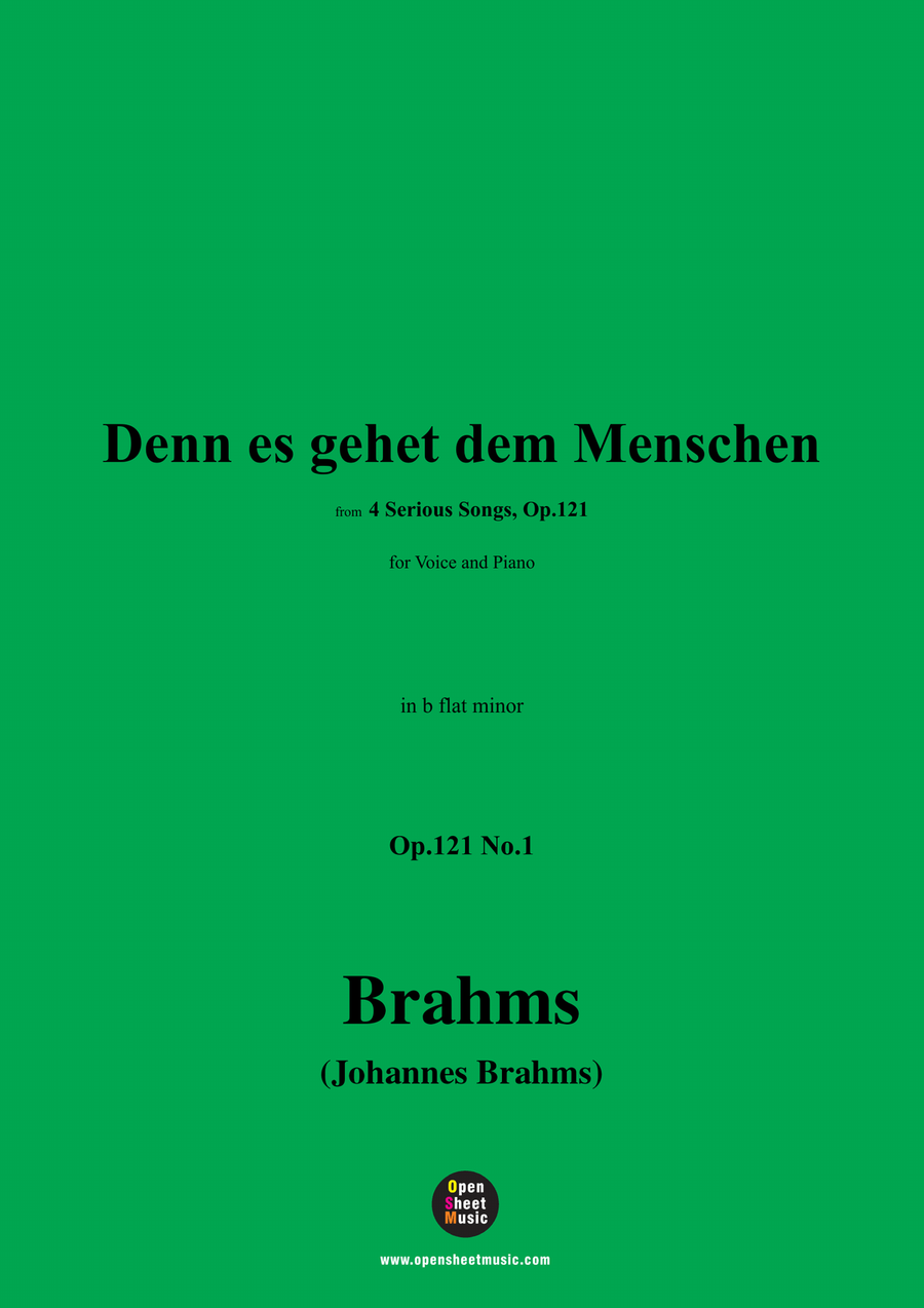 Brahms-Denn es gehet dem Menschen,in b flat minor Piano, Vocal scores gallery preview page 1
