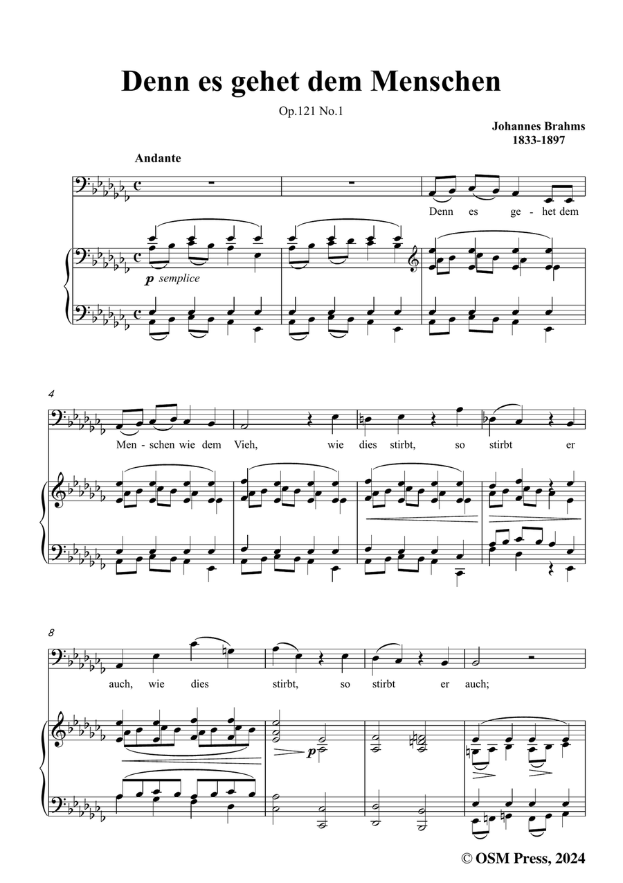 Brahms-Denn es gehet dem Menschen,in a flat minor Piano, Vocal scores gallery preview page 3