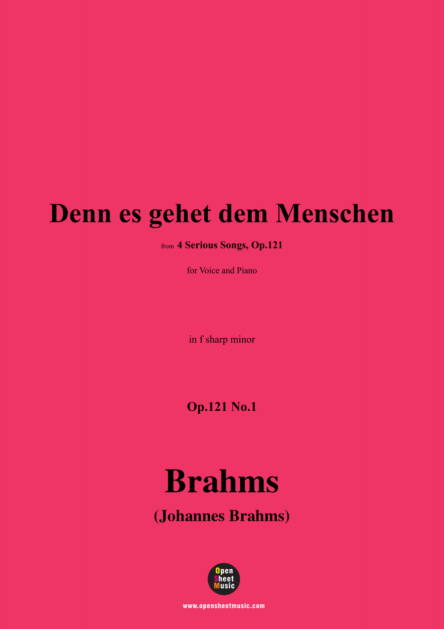 Brahms-Denn es gehet dem Menschen,in f sharp minor Piano, Vocal scores gallery preview page 1