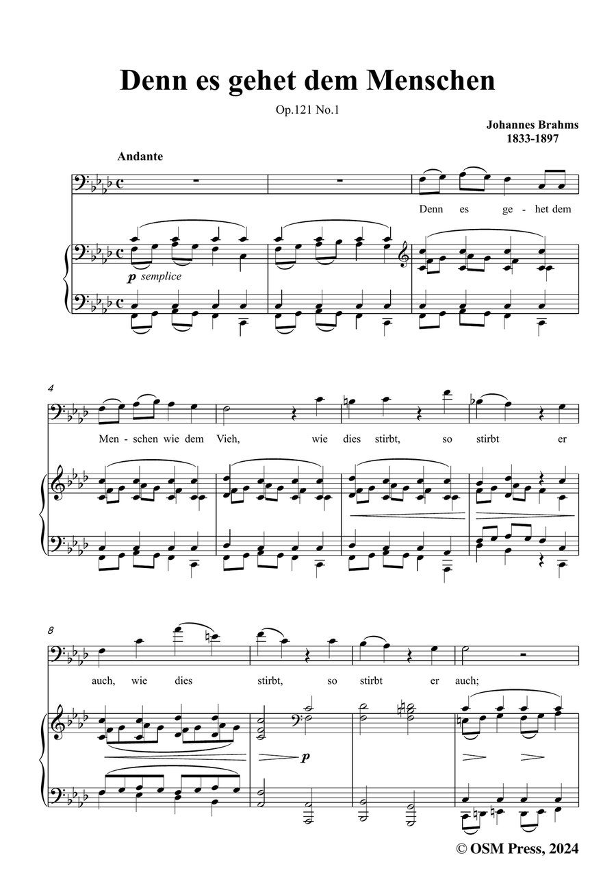 Brahms-Denn es gehet dem Menschen,in f minor Piano, Vocal scores gallery preview page 3