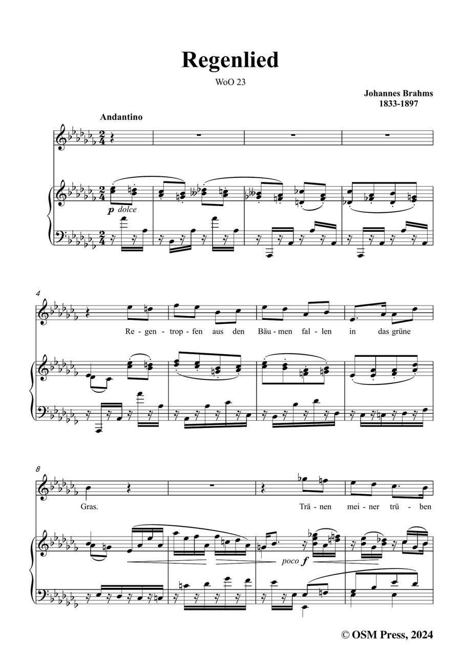 Brahms-Regenlied,in a flat minor Piano, Vocal scores gallery preview page 3