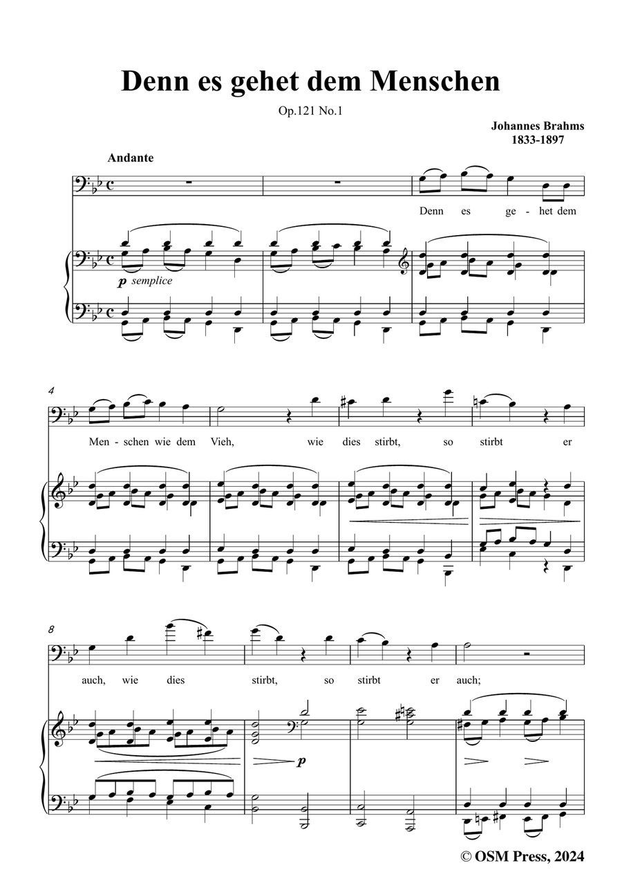 Brahms-Denn es gehet dem Menschen,in g minor Piano, Vocal scores gallery preview page 3