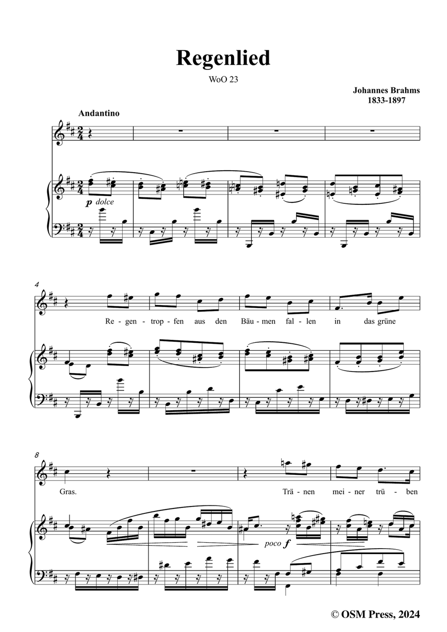 Brahms-Regenlied,in b minor Piano, Vocal scores gallery preview page 3