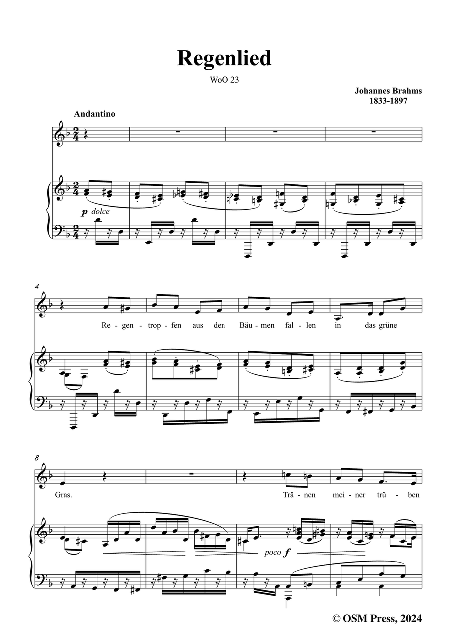 Brahms-Regenlied,in d minor Piano, Vocal scores gallery preview page 3