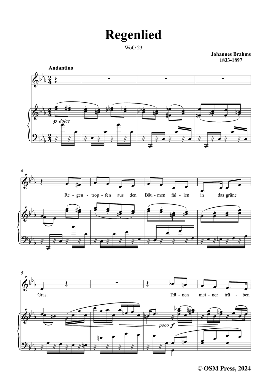 Brahms-Regenlied,in c minor Piano, Vocal scores gallery preview page 3