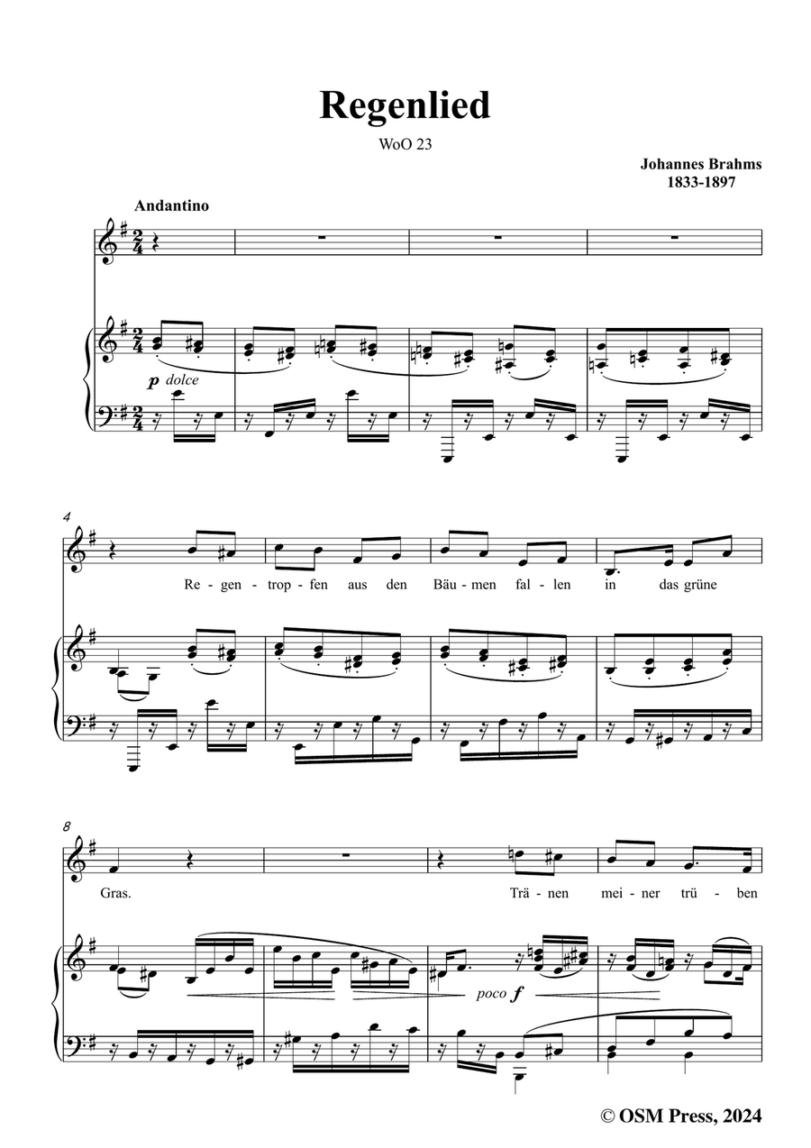 Brahms-Regenlied,in e minor Piano, Vocal scores gallery preview page 3