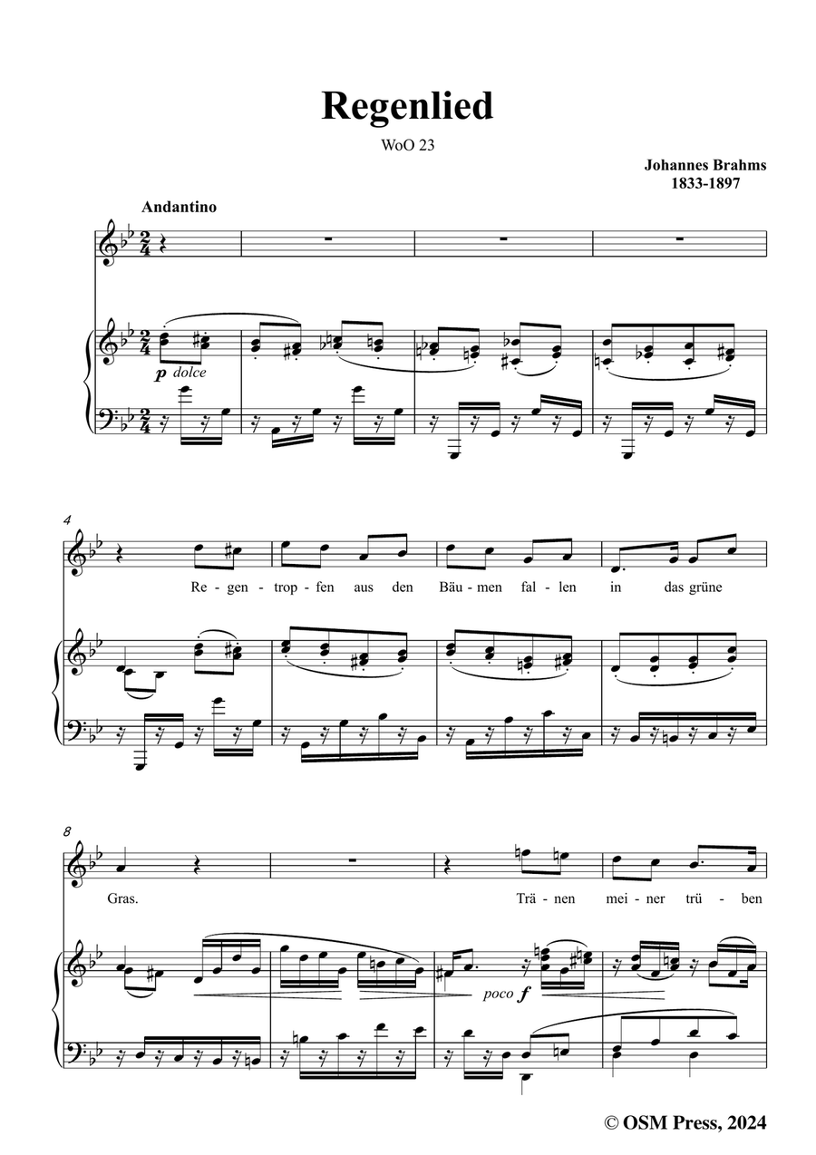 Brahms-Regenlied,in g minor Piano, Vocal scores gallery preview page 3