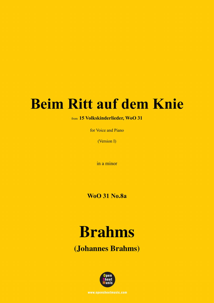 Brahms-Beim Ritt auf dem Knie,in a minor Piano, Vocal scores gallery preview page 1