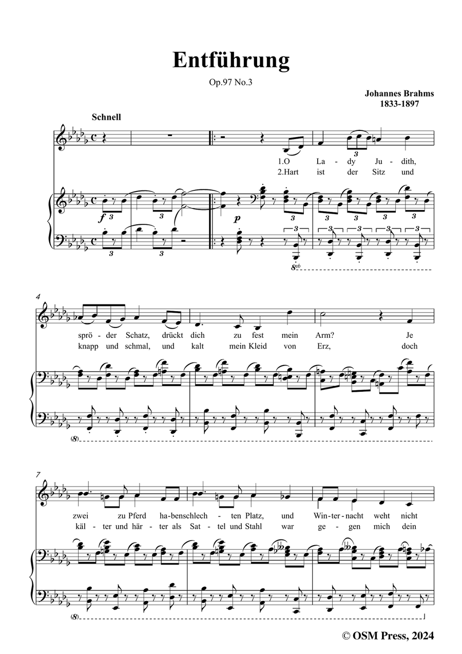 Brahms-Entfuhrung,in b flat minor Piano, Vocal scores gallery preview page 3
