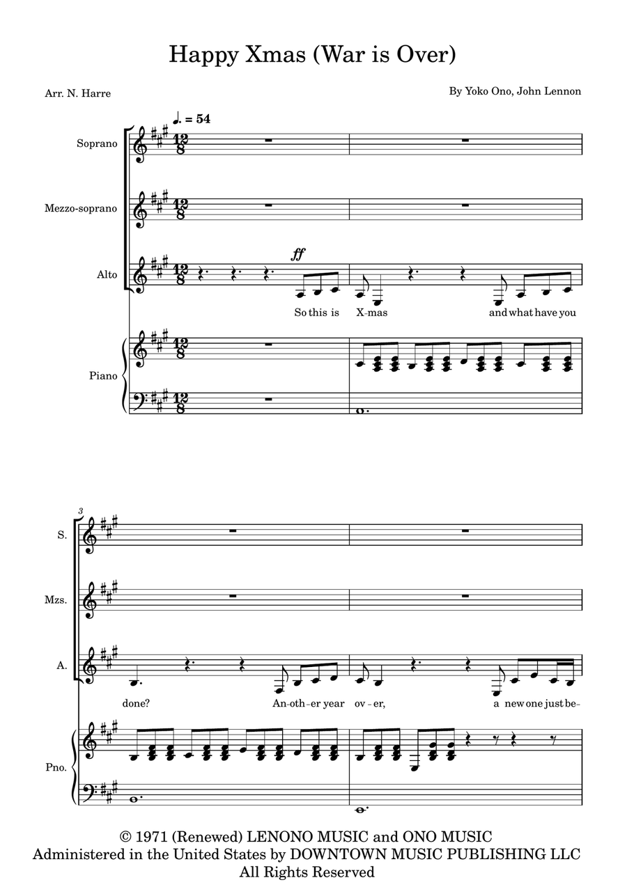 Happy Xmas (War Is Over) Happy Xmas (War Is Over) 3-Part scores gallery preview page 1