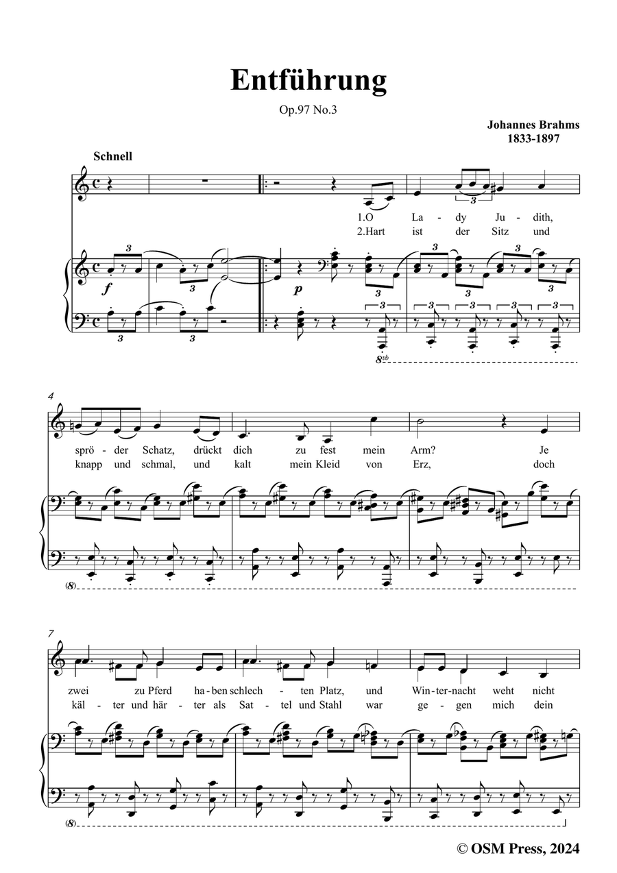 Brahms-Entfuhrung,in a minor Piano, Vocal scores gallery preview page 3