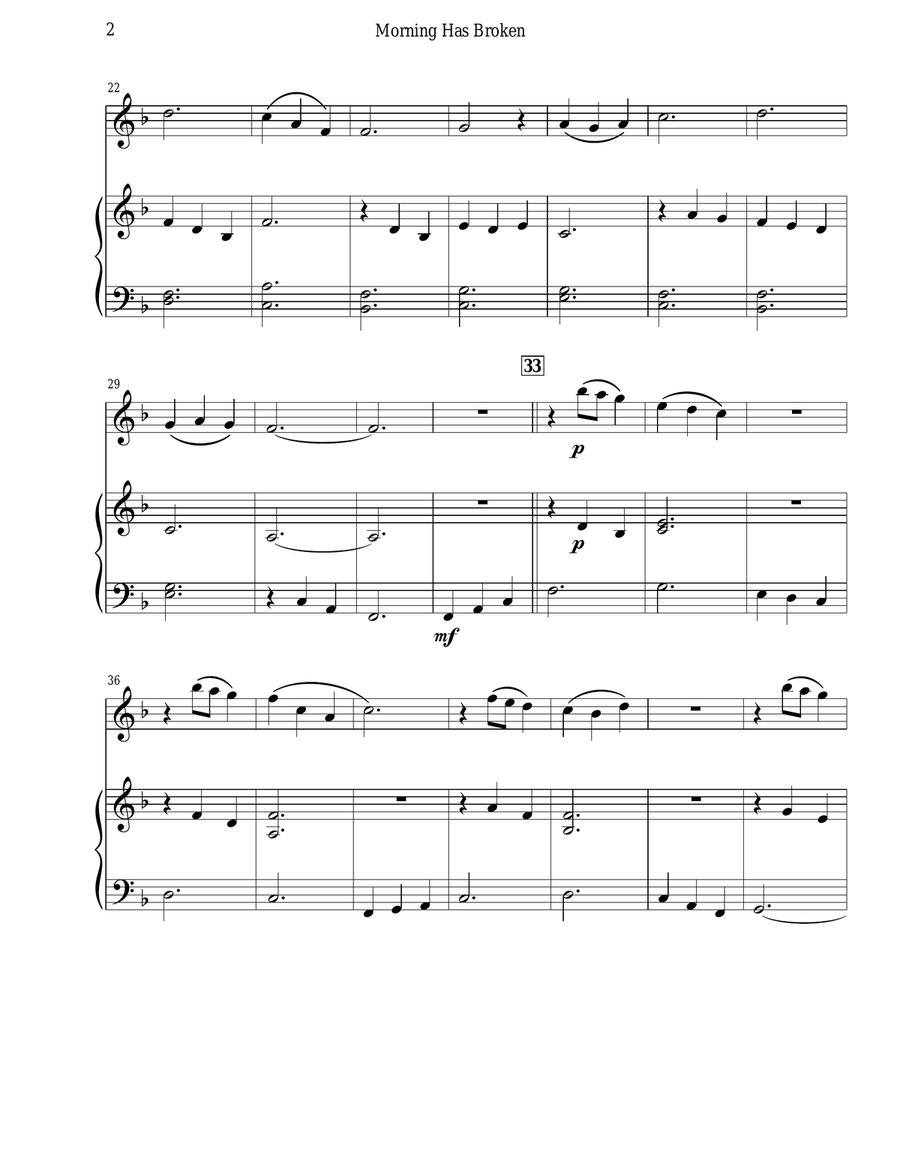 Morning Has Broken (Clarinet & Piano) B-Flat Clarinet scores gallery preview page 4