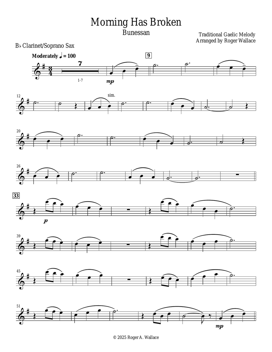 Morning Has Broken (Soprano Sax & Piano) Soprano Saxophone scores gallery preview page 1