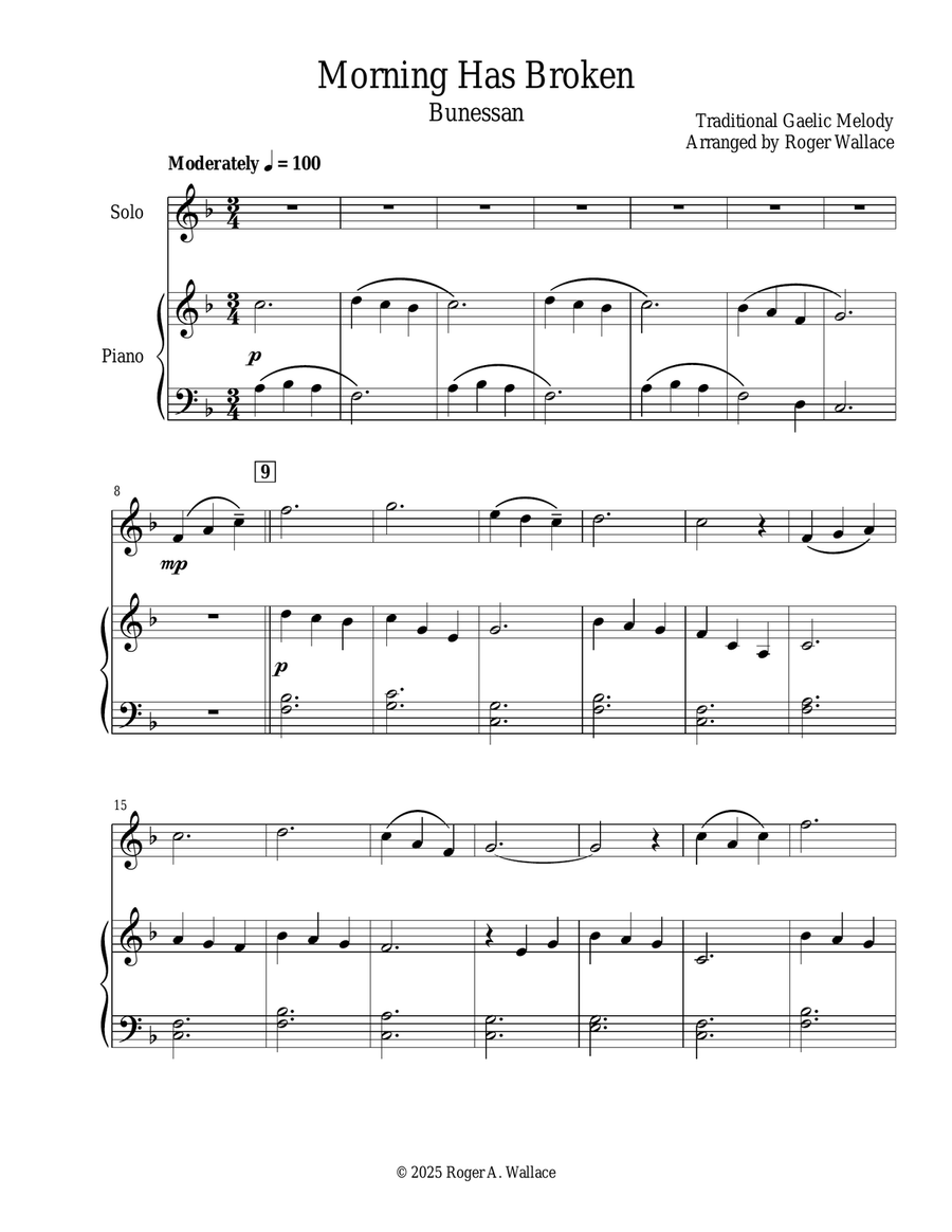 Morning Has Broken (Soprano Sax & Piano) Soprano Saxophone scores gallery preview page 3