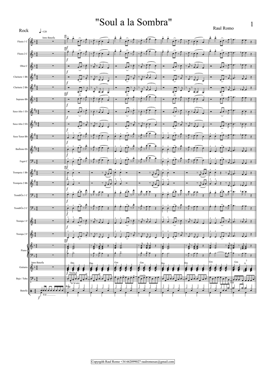 Soul a la sombra - Concert Band Score and parts Concert Band scores gallery preview page 1