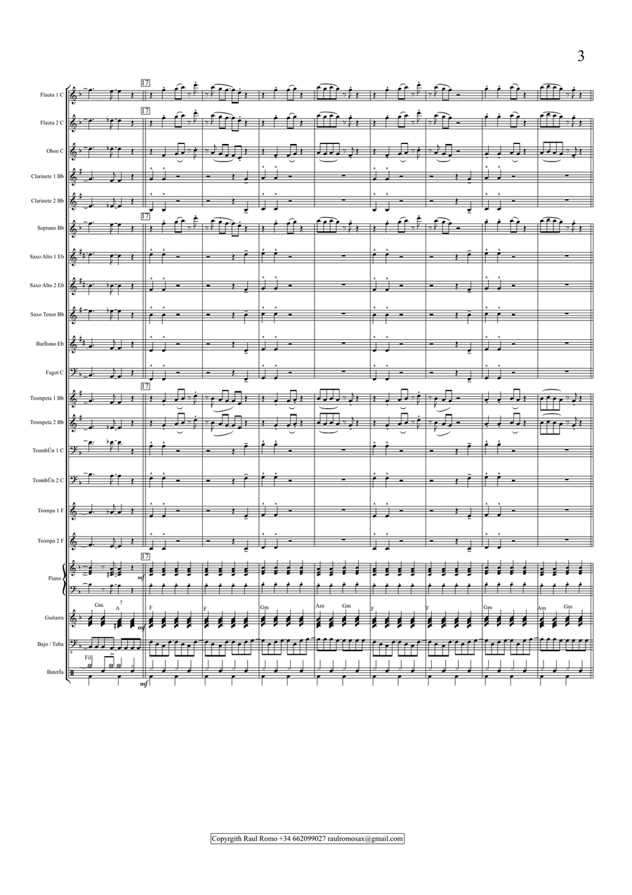 Soul a la sombra - Concert Band Score and parts Concert Band scores gallery preview page 3