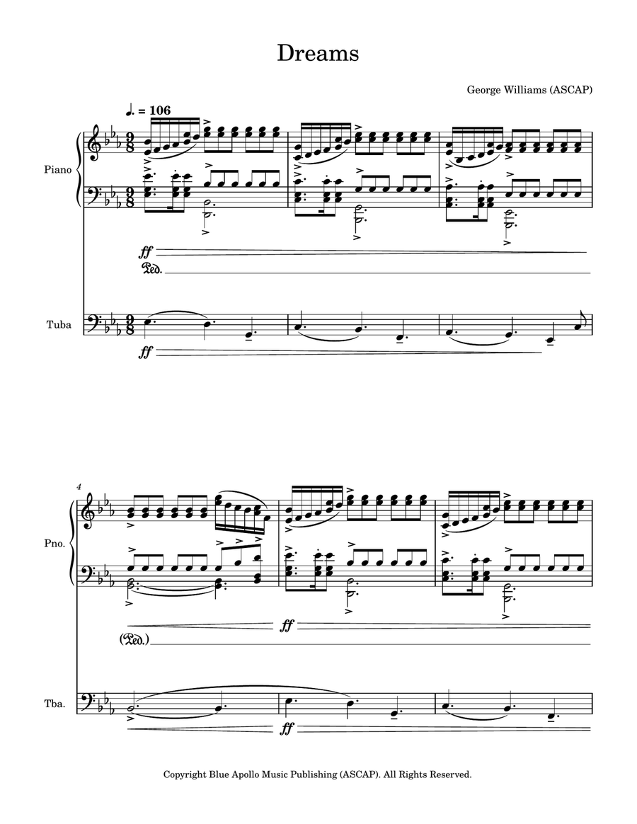 Dreams Tuba scores gallery preview page 1