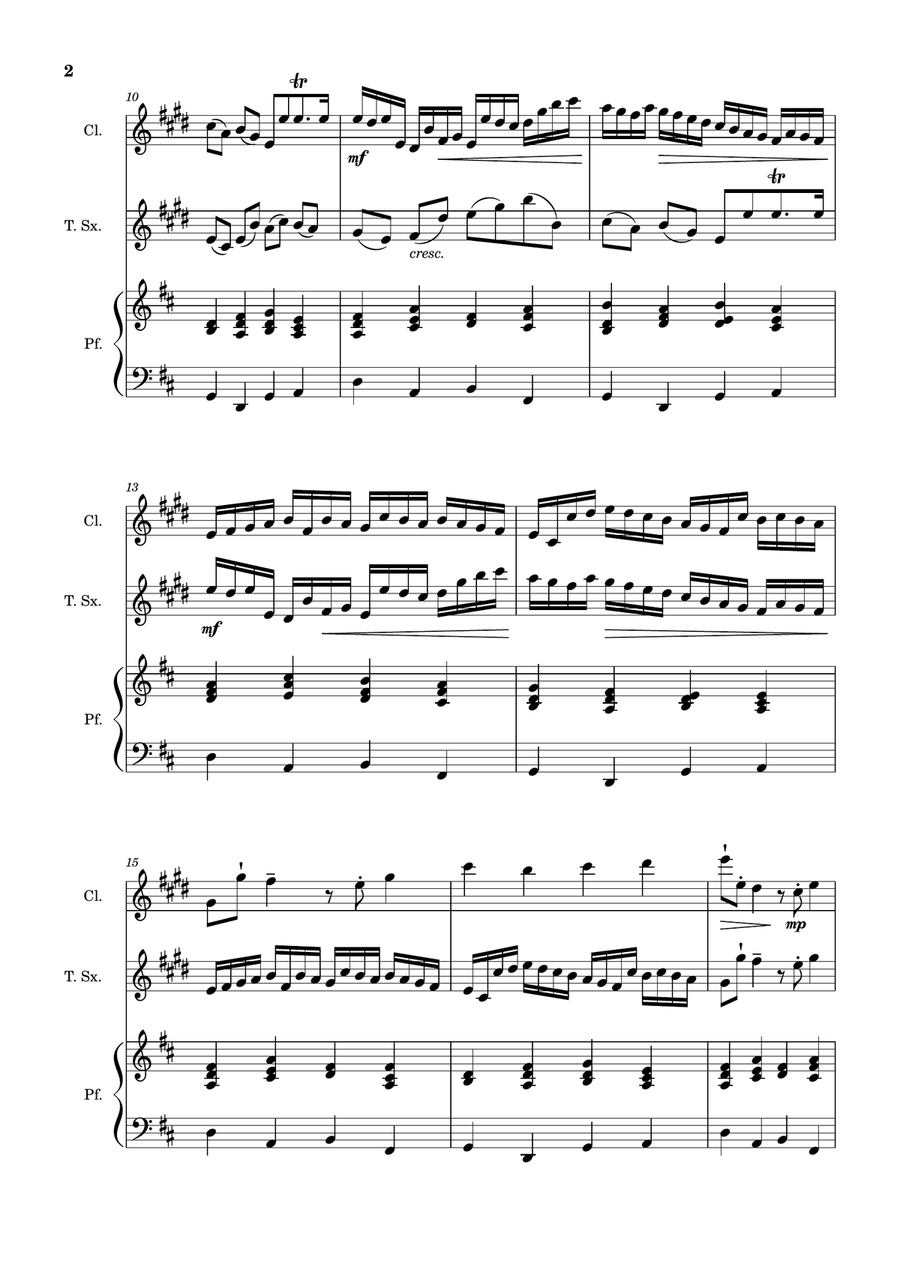 Canon in D Major, P.37; T.337. Clarinet, T. Sax and Piano. Score and Parts. Woodwind Duet scores gallery preview page 2