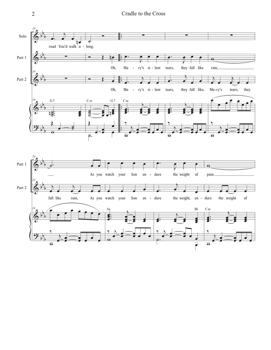 Cradle to the Cross (Vocal solo with 2-part choir) 2-Part scores gallery preview page 2